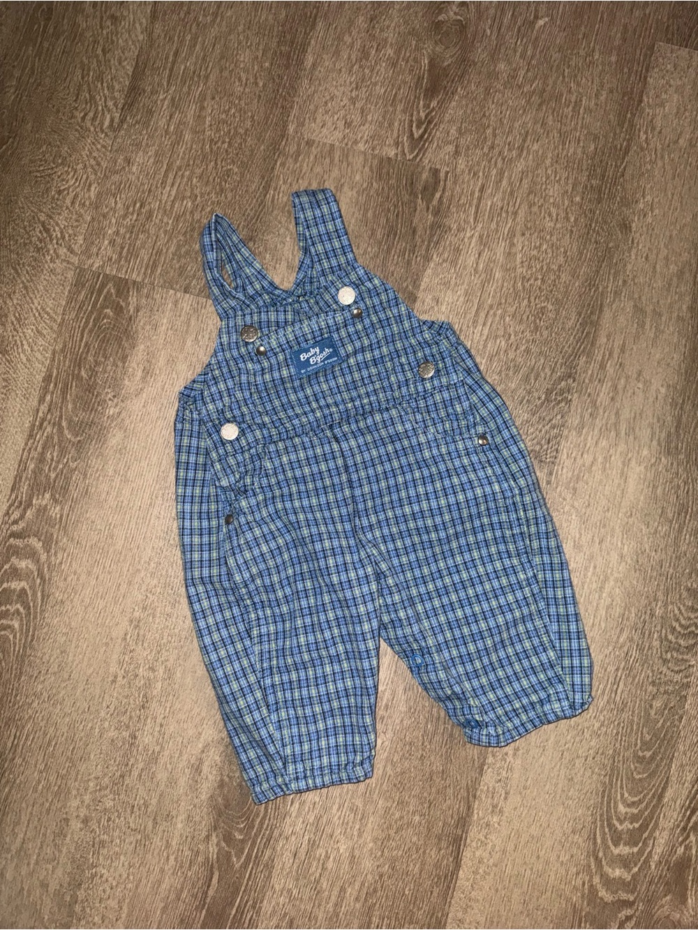 Baby Barks Plaid Baby Overalls 6-9M Retro Cotton